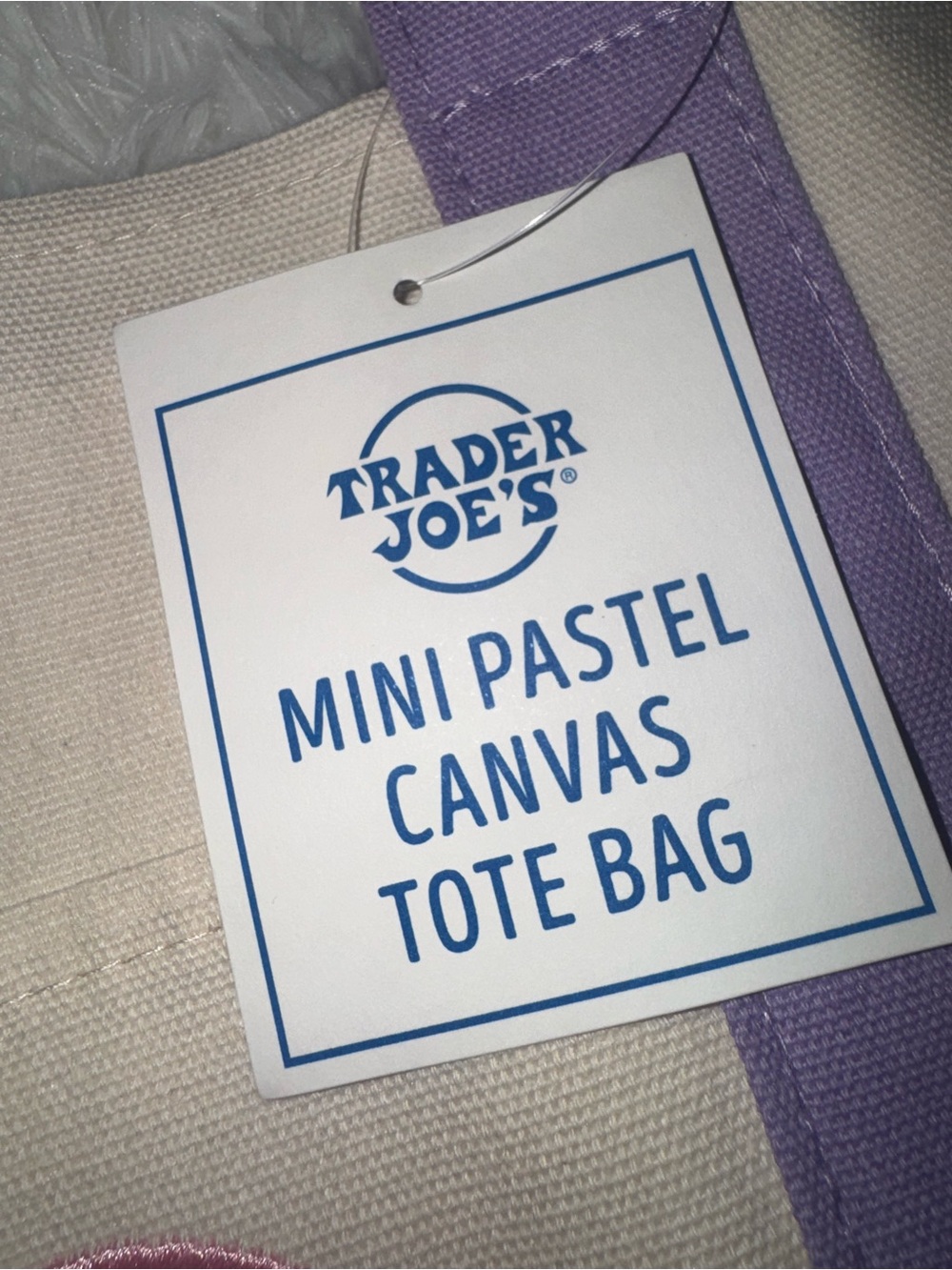 Trader Joe's Mini Pastel Canvas Tote Bag - Lavender